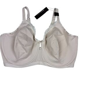 Curvy Couture Lace Trim Bra - Cream